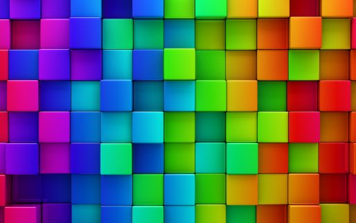 Rainbow of colorful blocks abstract background - 3d render