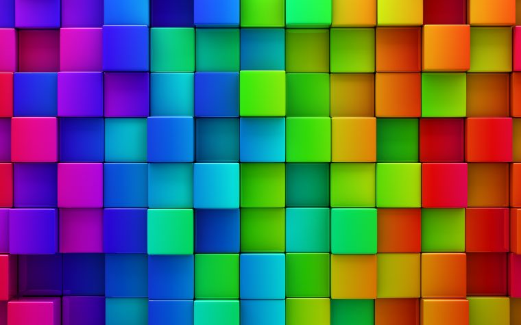 Rainbow of colorful blocks abstract background - 3d render